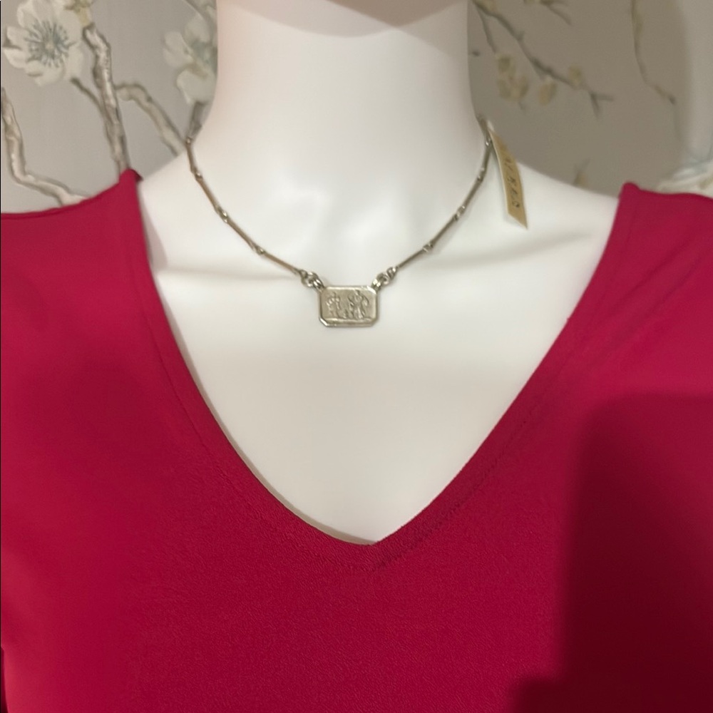 Ralph Lauren Silver Rectangular Pendant Necklace - image 4